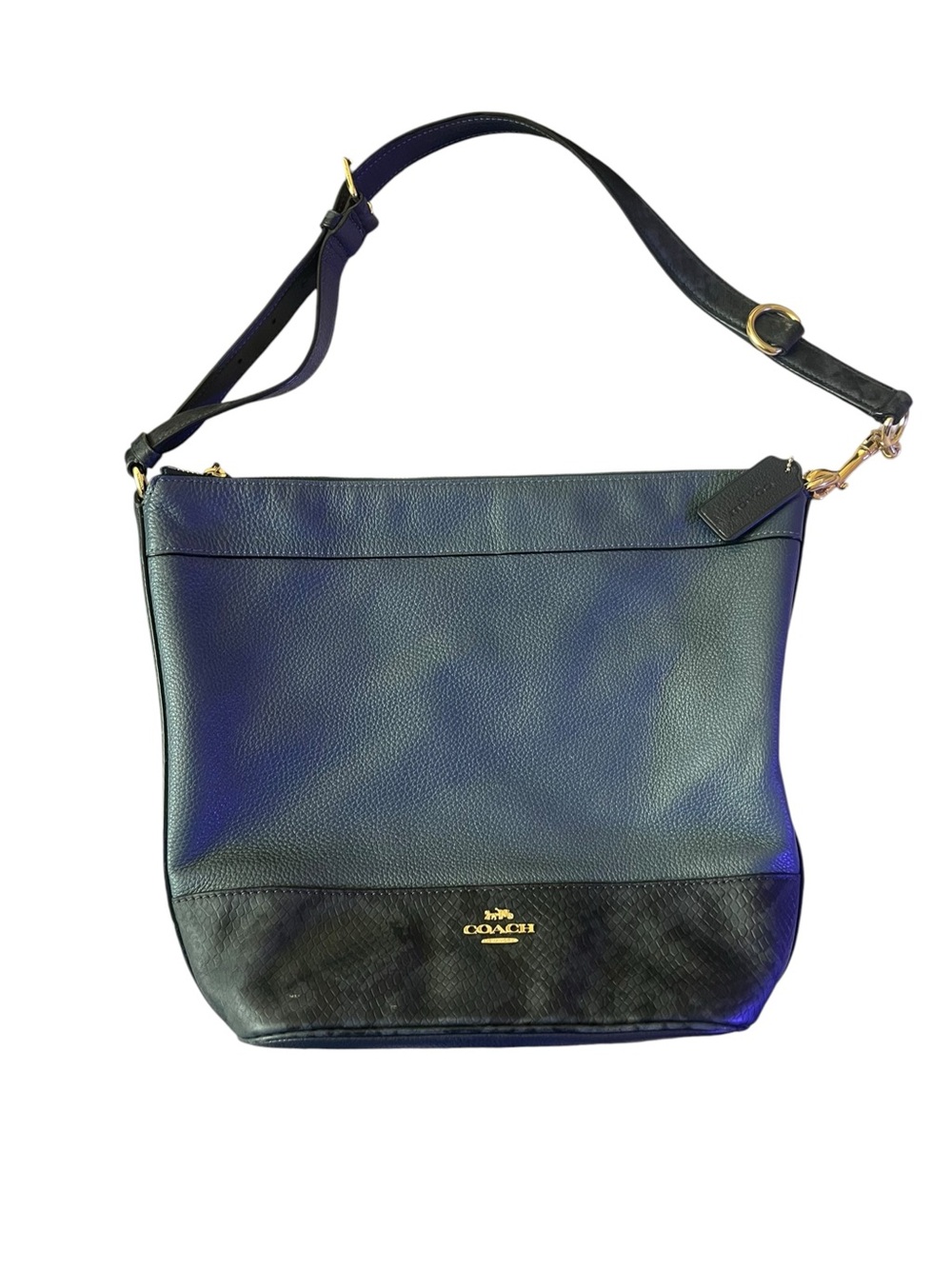 Coach Black Pebbled Leather Shoulder Hobo with Gold Hardware